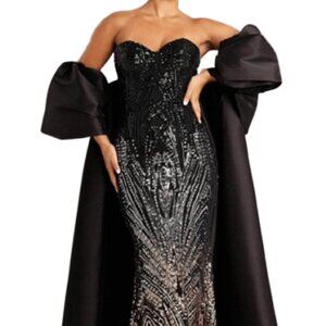 NWT Jovani 38746 Strapless Prom Dress Black/Brown Size 6